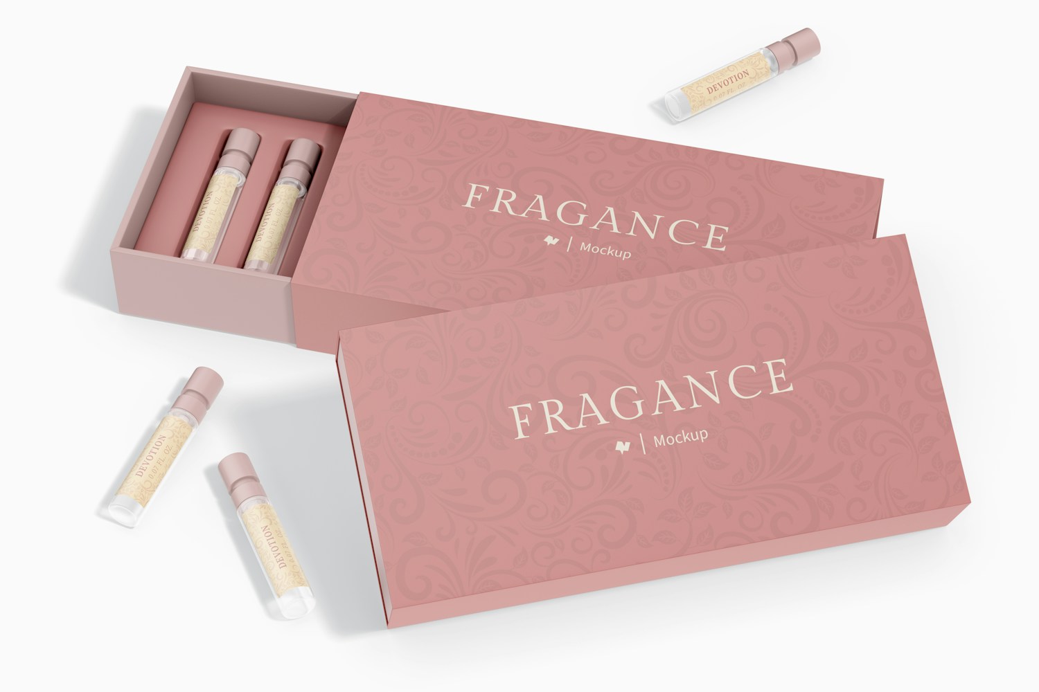 Fragrance Sample Boxes Mockup, Perspective