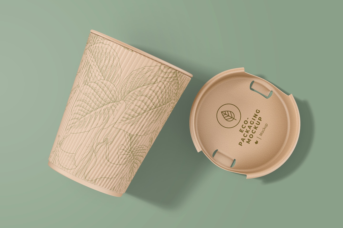 Eco Coffee Cup with Lid Mockup, Top View