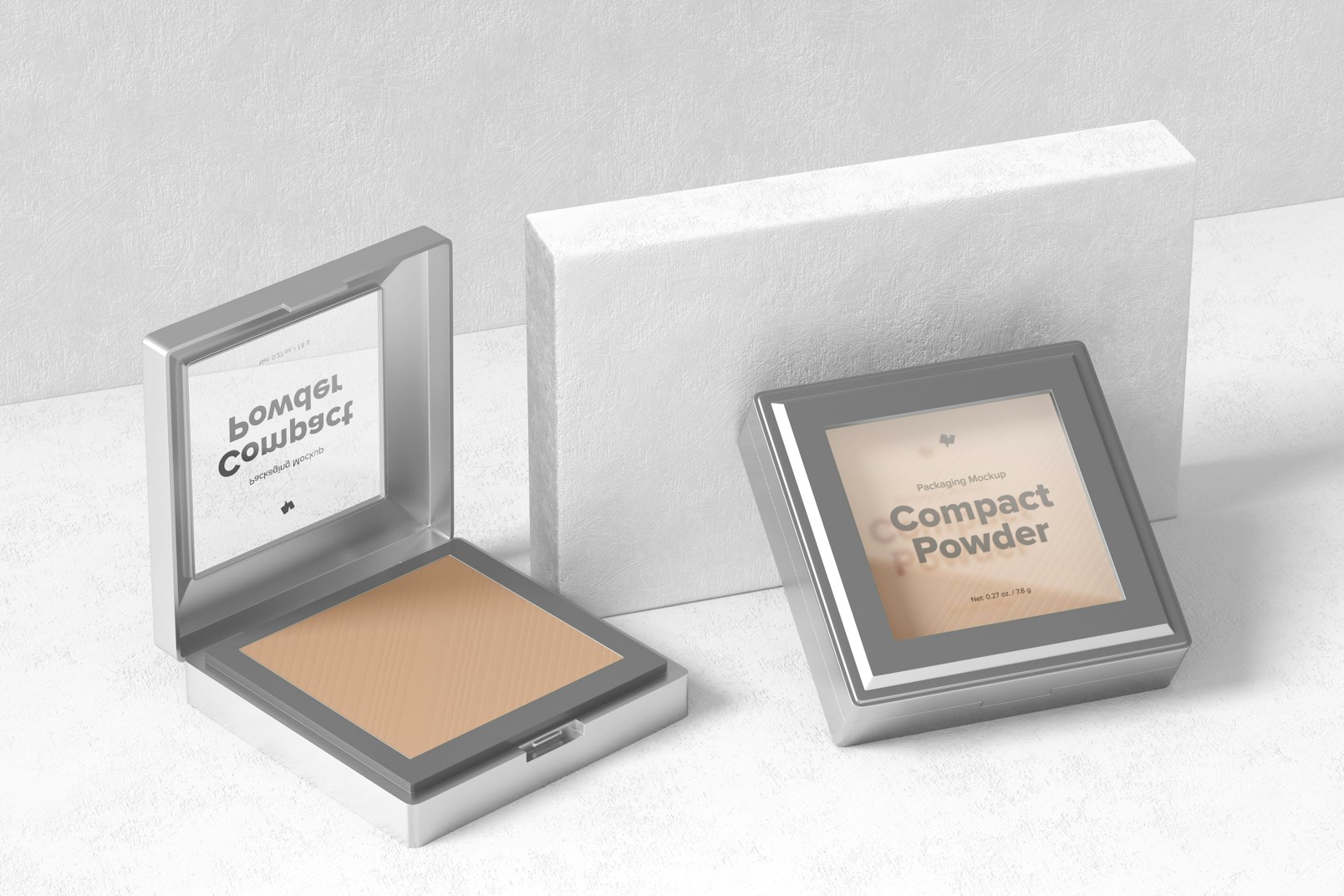Compact Powder Packaging Mockup, Opened and Closed