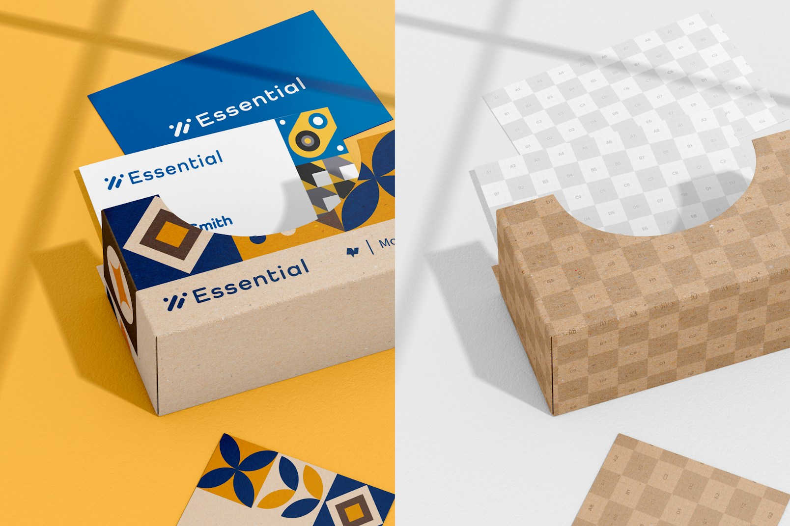 Cardboard Business Card Holder Mockup, Close Up