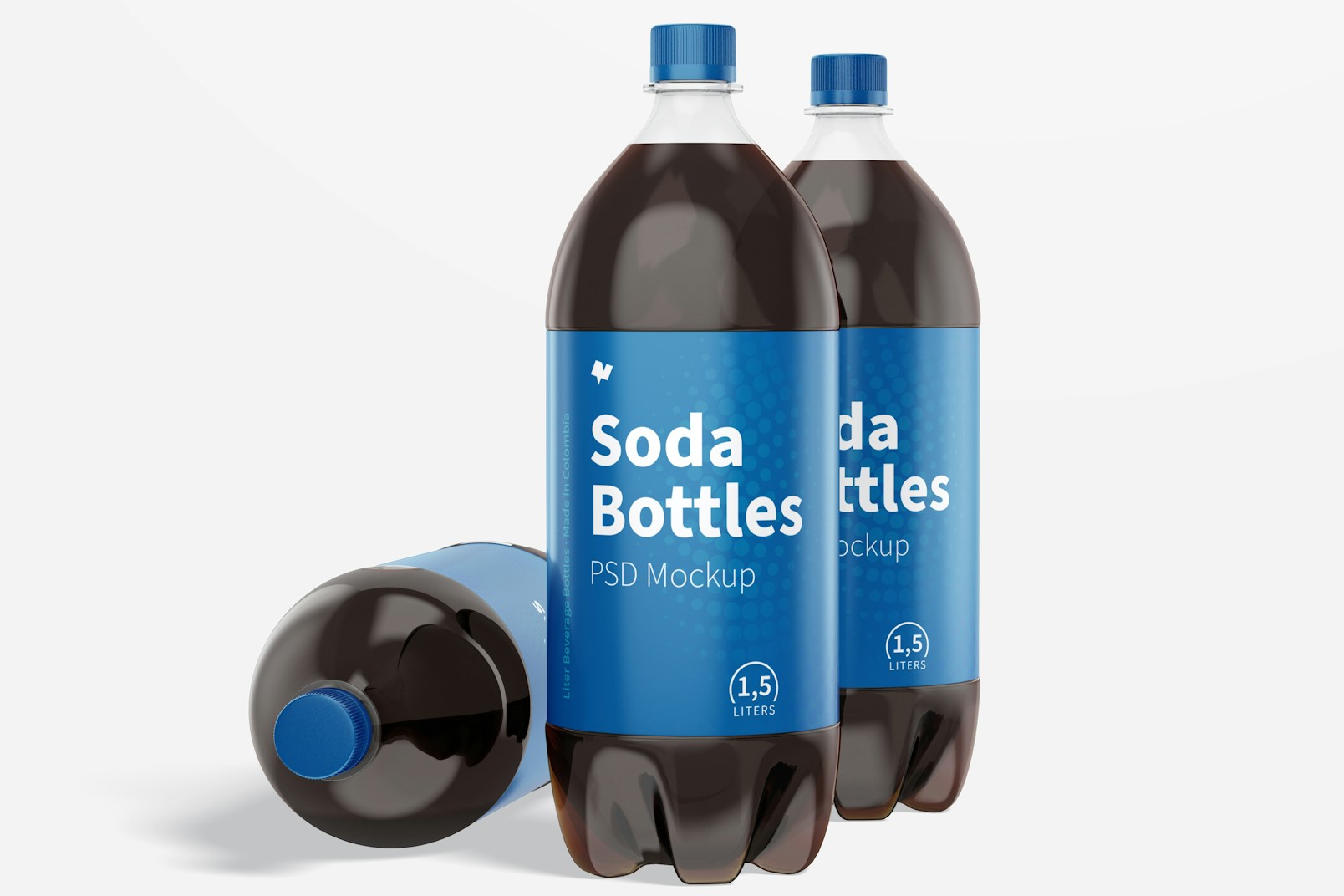 1.5L Pepsi Bottles Mockup, Standing and Dropped