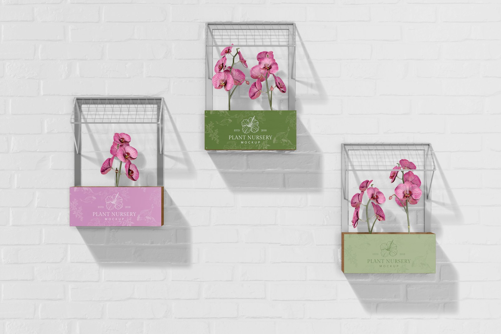 Wall Flower Boxes Mockup