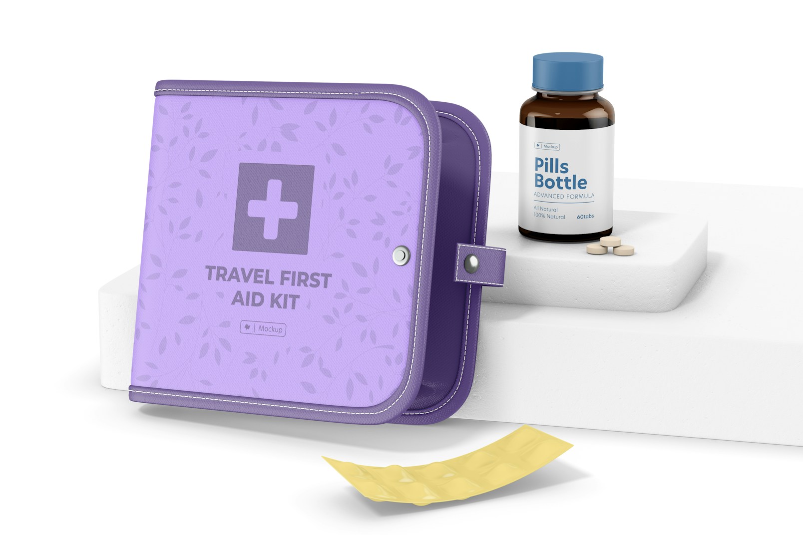 Travel First Aid Kit Mockup, Leaned