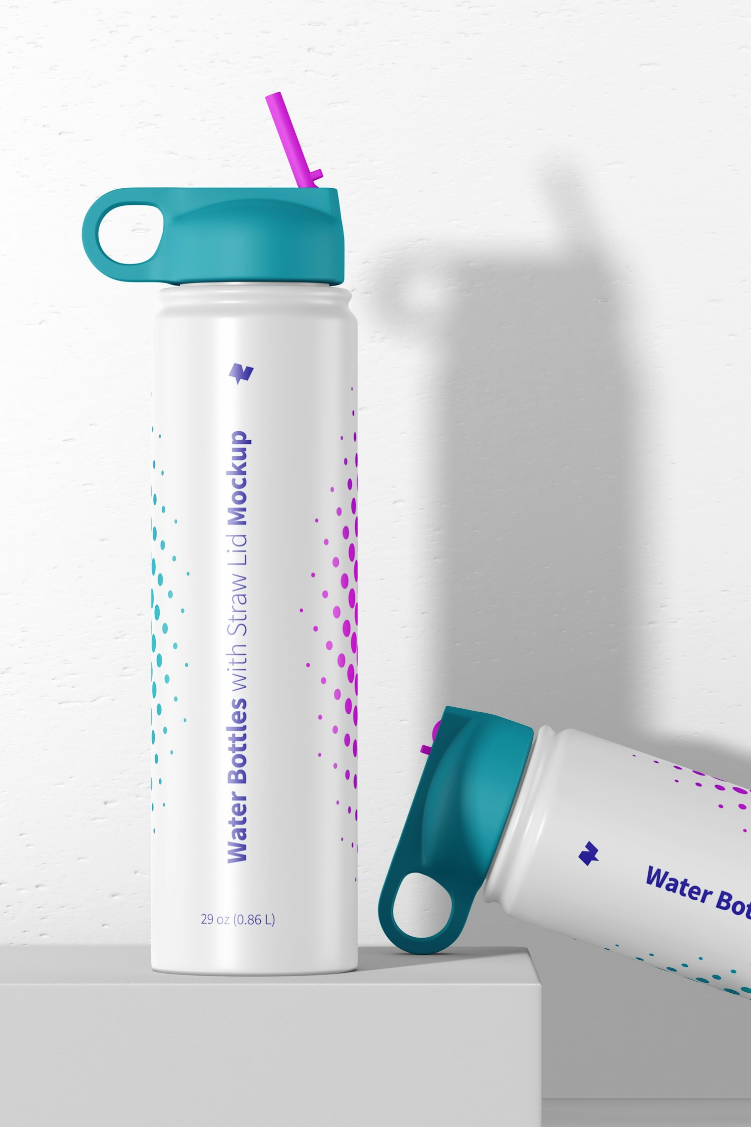 Water Bottles with Straw Lid Mockup