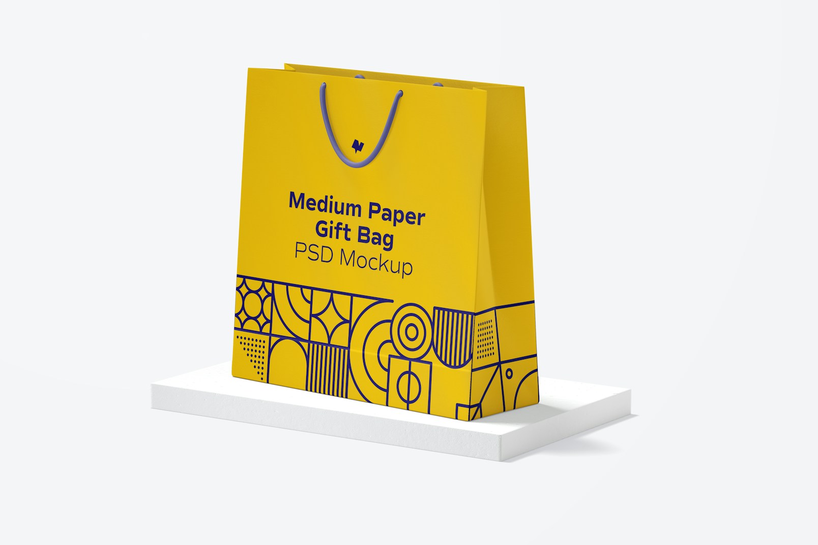 Medium Paper Gift Bag With Rope Handle Mockup, Left View
