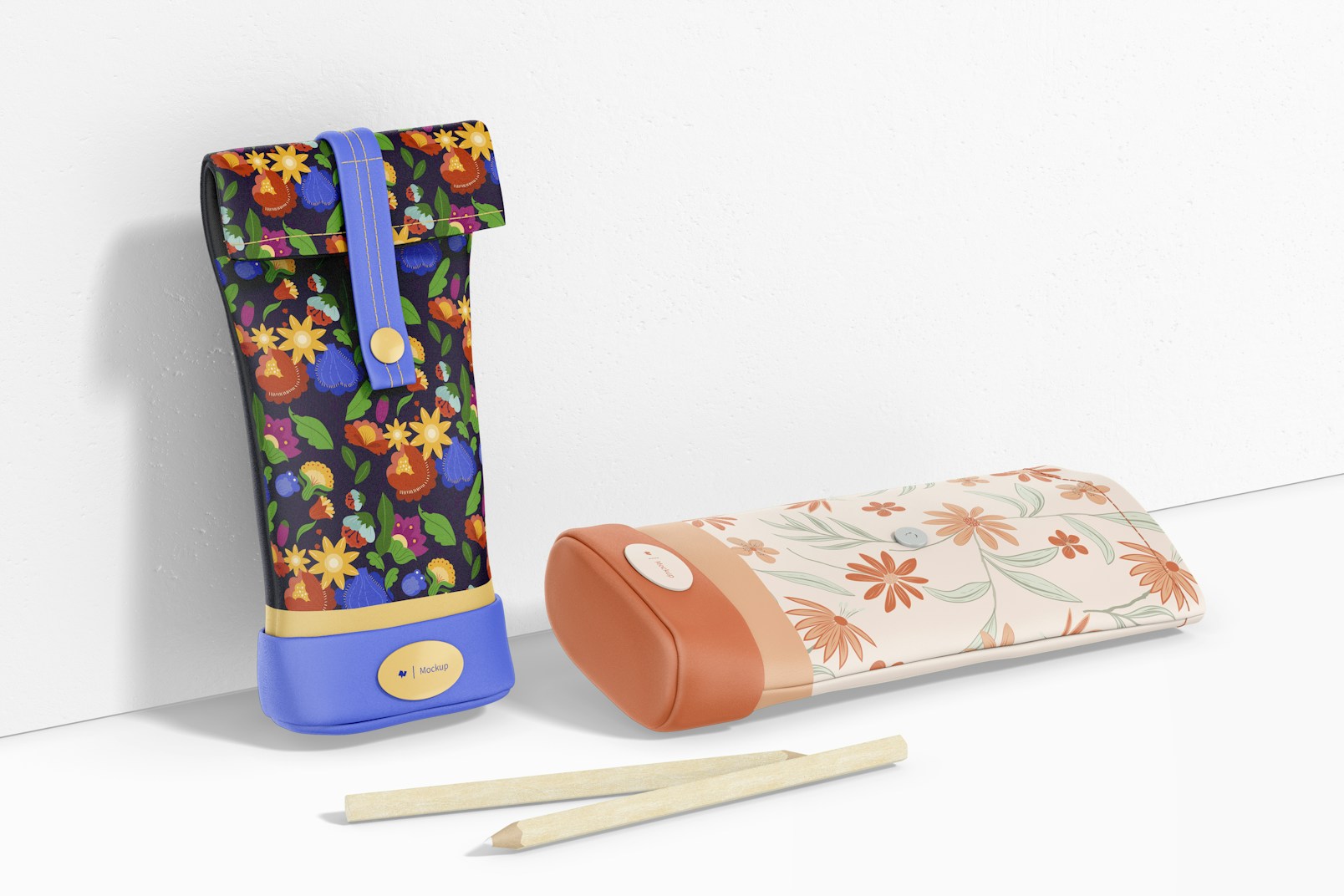 Large Pencil Case Mockup, Standing and Dropped