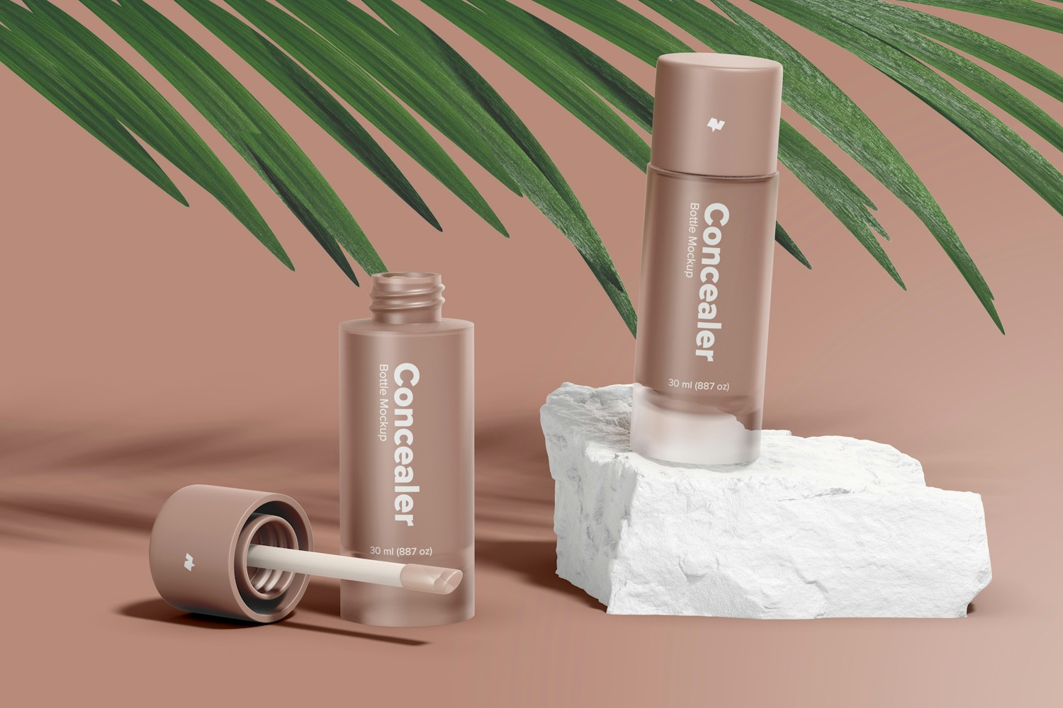 Concealer Bottles Mockup, Opened and Closed Concealer Bottles Mockup, Opened and Closed
