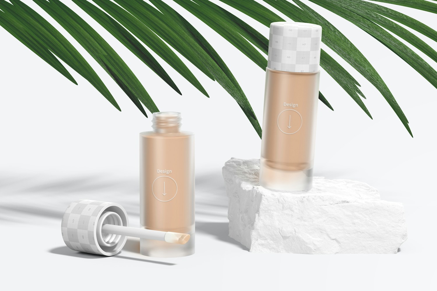 Concealer Bottles Mockup, Opened and Closed Concealer Bottles Mockup, Opened and Closed