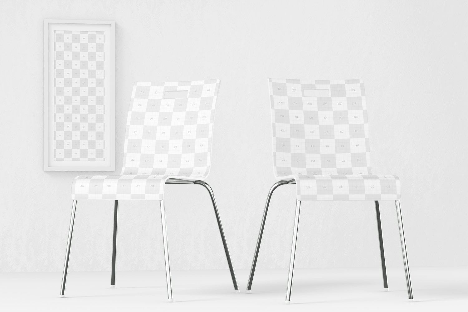 Metal Dining Chair Mockup, Low Angle View