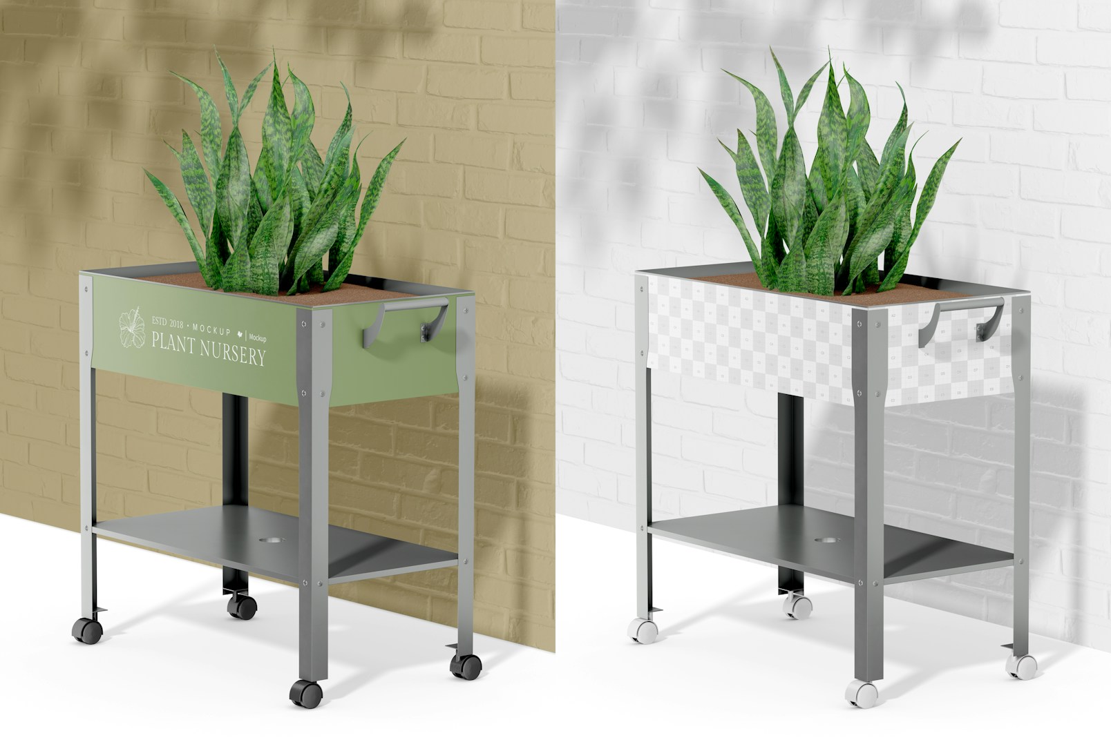 Planter with Wheels Mockup, Left View