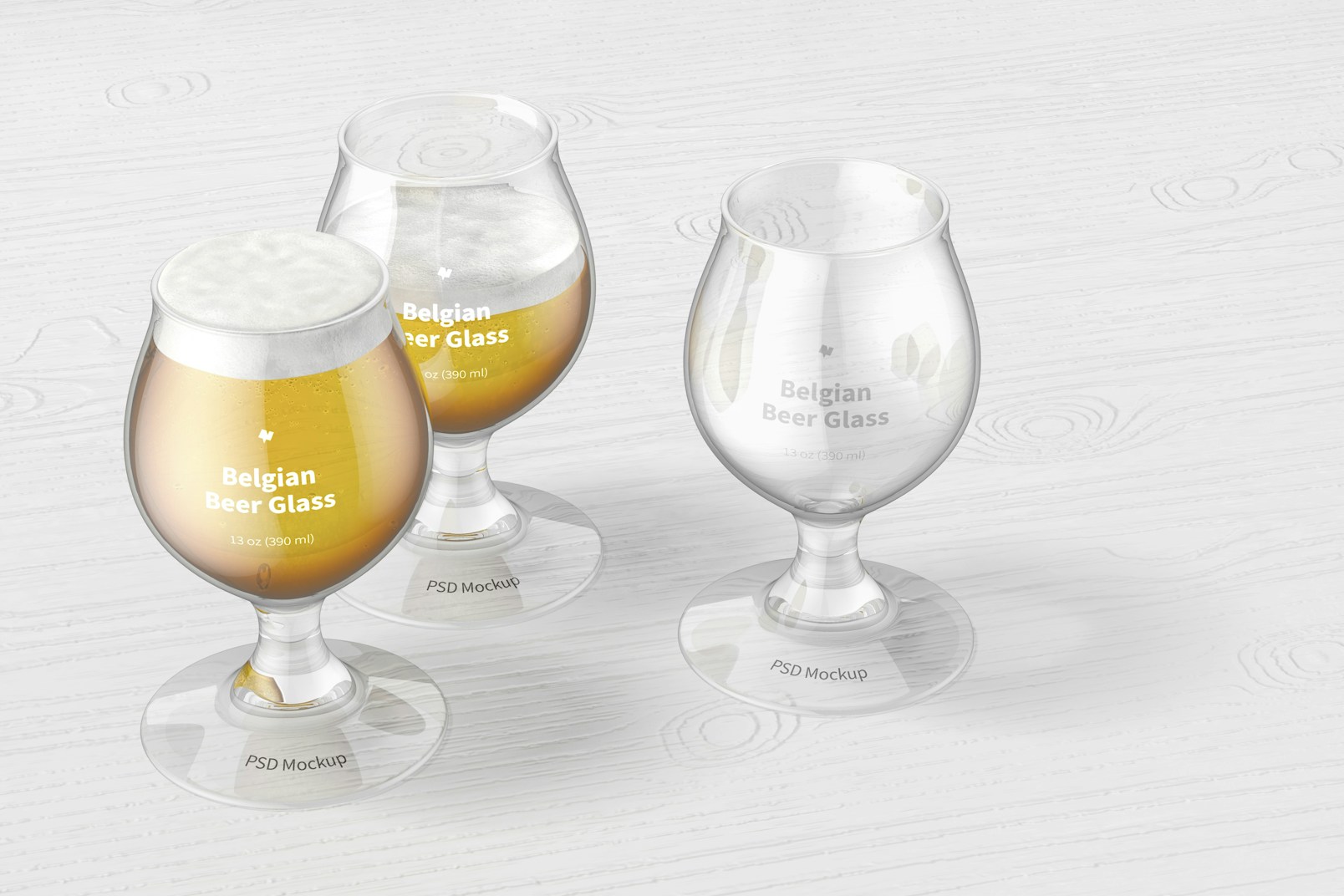 13 oz Belgian Beer Glasses Mockup