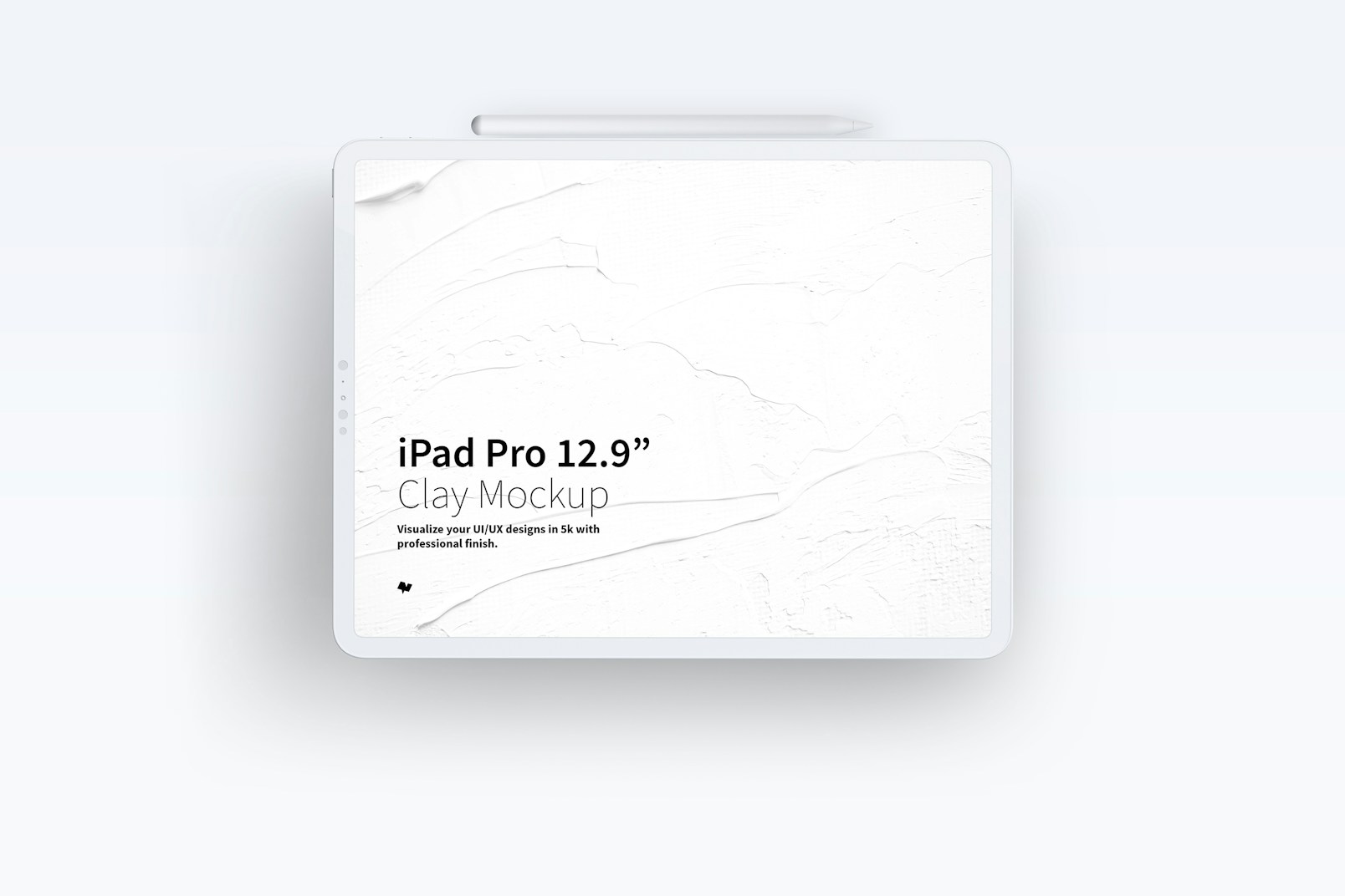 Clay iPad Pro 12.9” Mockup, Landscape Front View