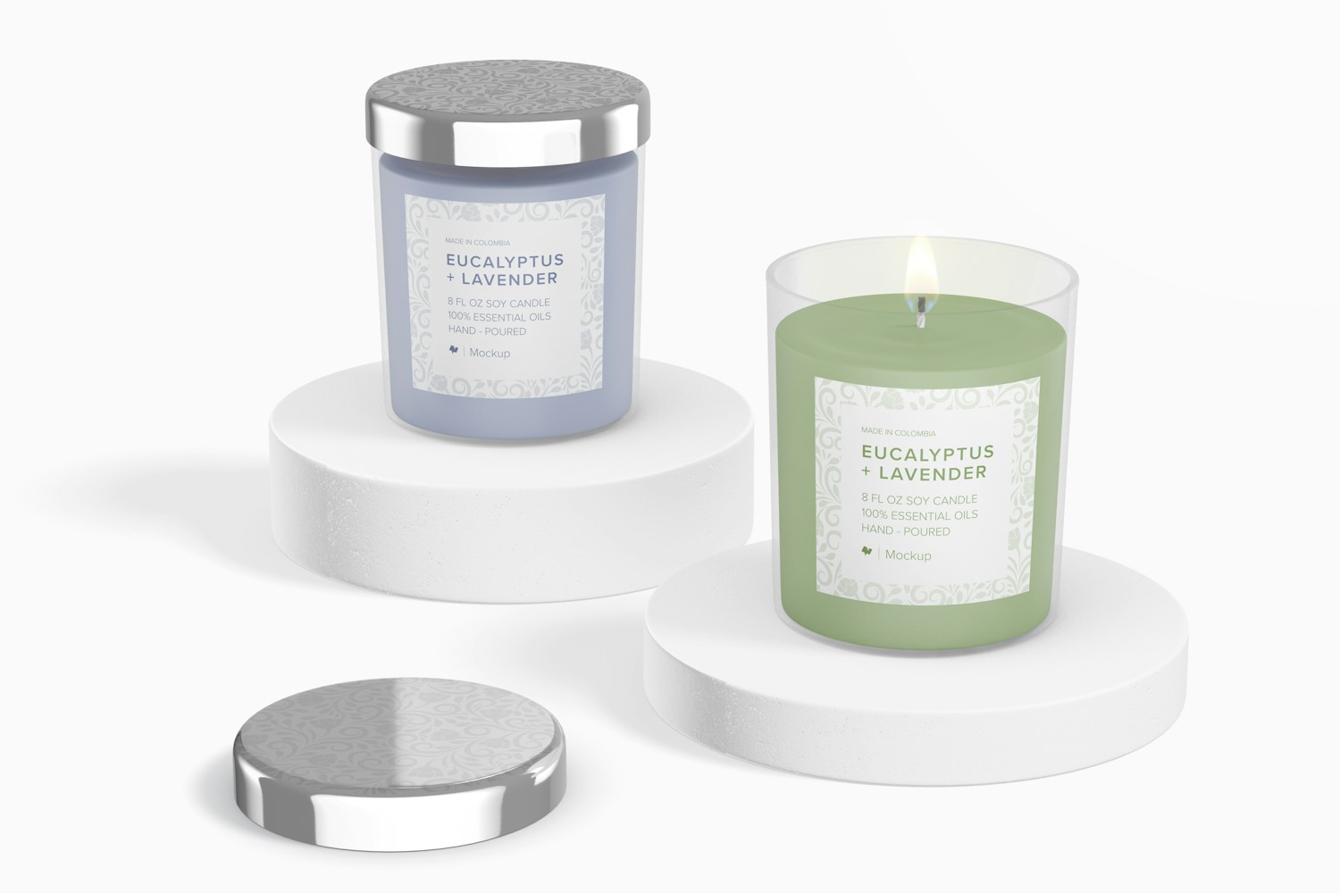 Frosted Glass Candle Jars Mockup Frosted Glass Candle Jars Mockup