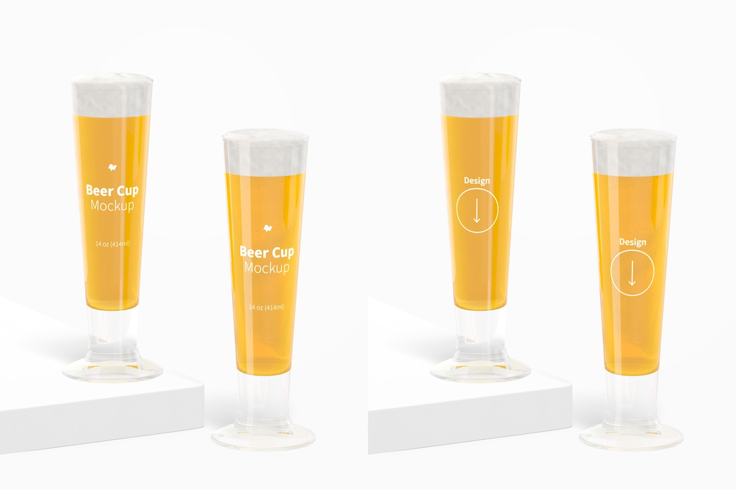 14 oz Glass Beer Cups Mockup, Front View