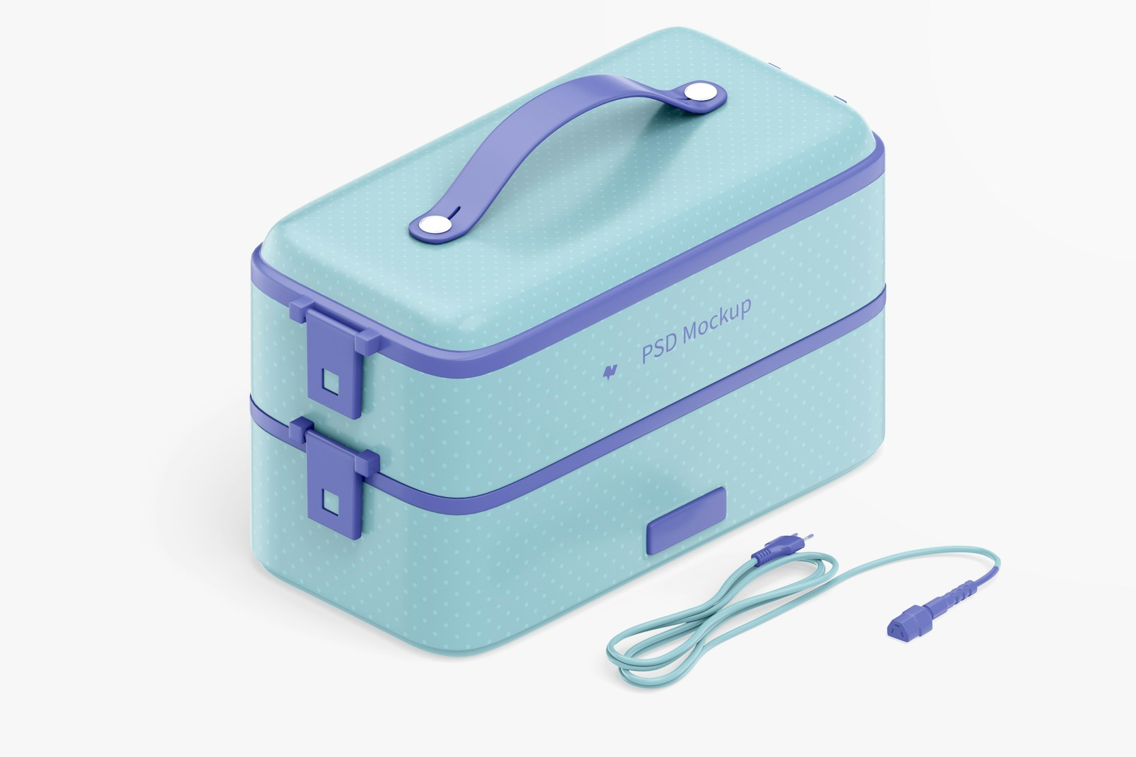 Portable Electric Lunch Box Mockup, Isometric View
