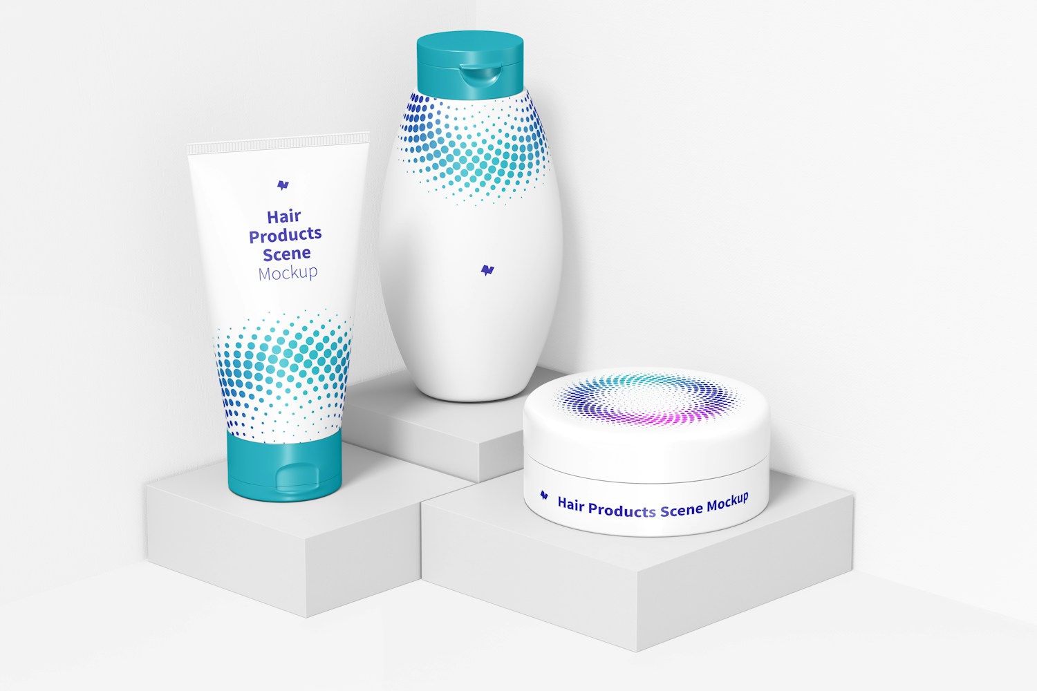 Hair Products Scene Mockup, Perspective
