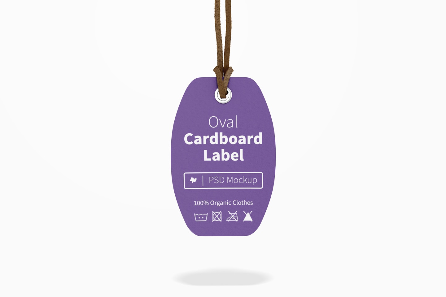 Oval Cardboard Label with Leather Rope Mockup