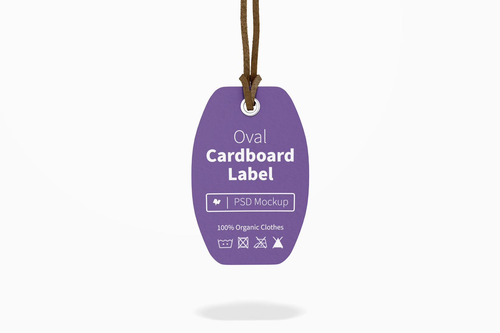 Oval Cardboard Label with Leather Rope Mockup
