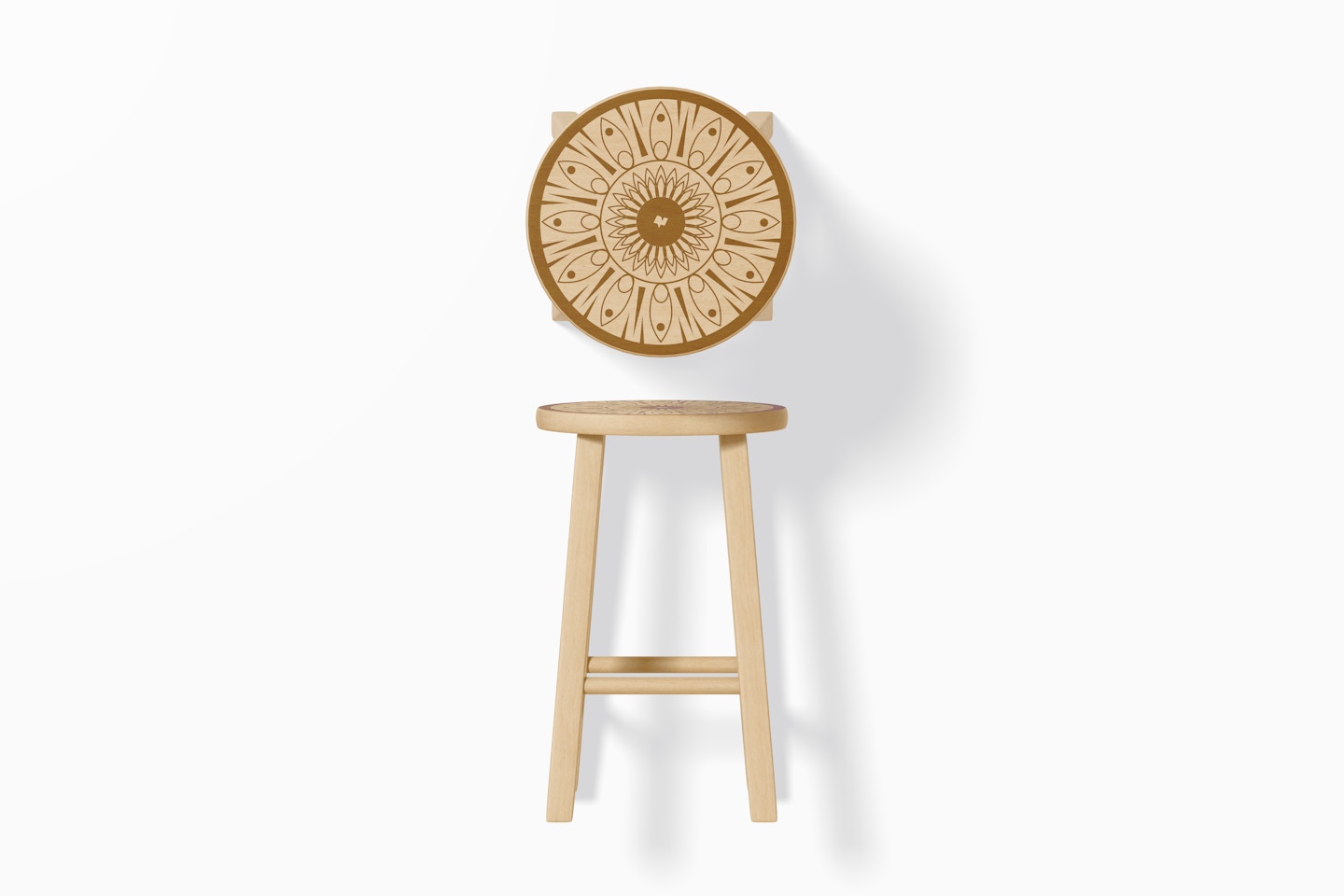 Round Wooden Stool Mockup, Top View