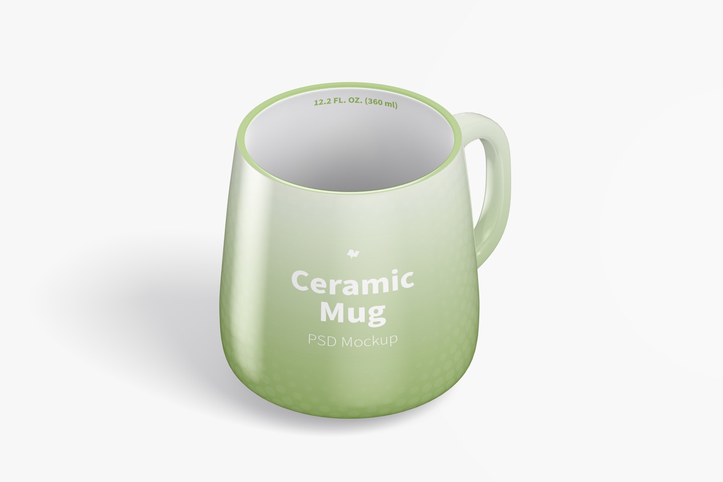 12.2 oz Ceramic Mug Mockup, Isometric Right View