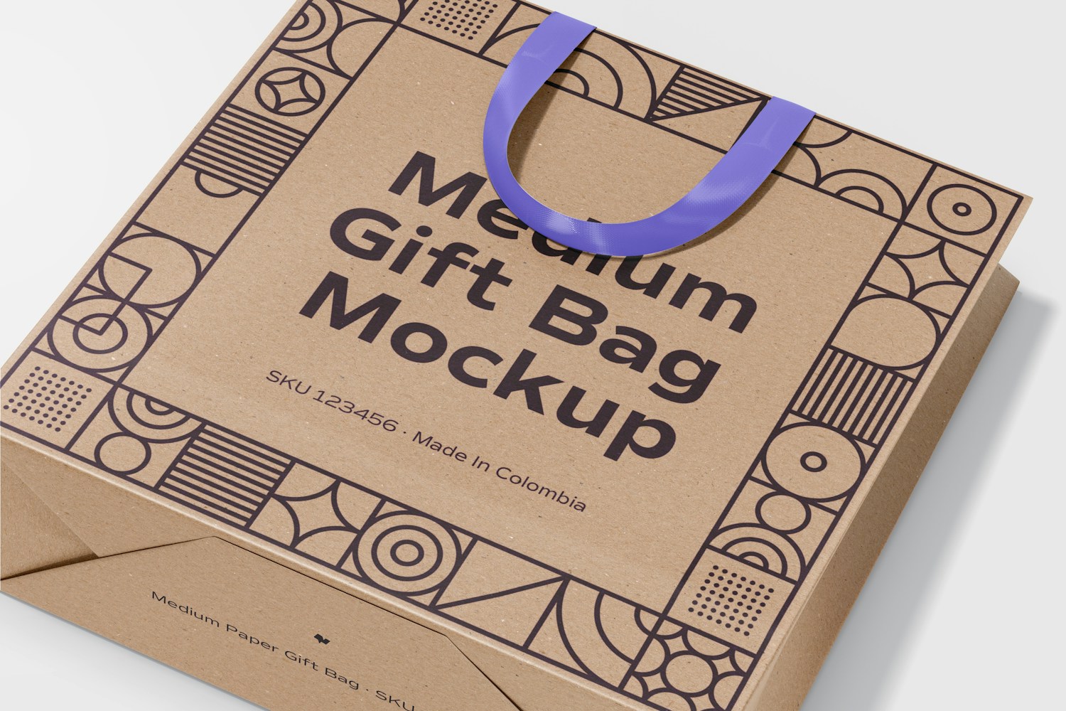 Medium Gift Bag with Ribbon Handle Mockup, Close Up