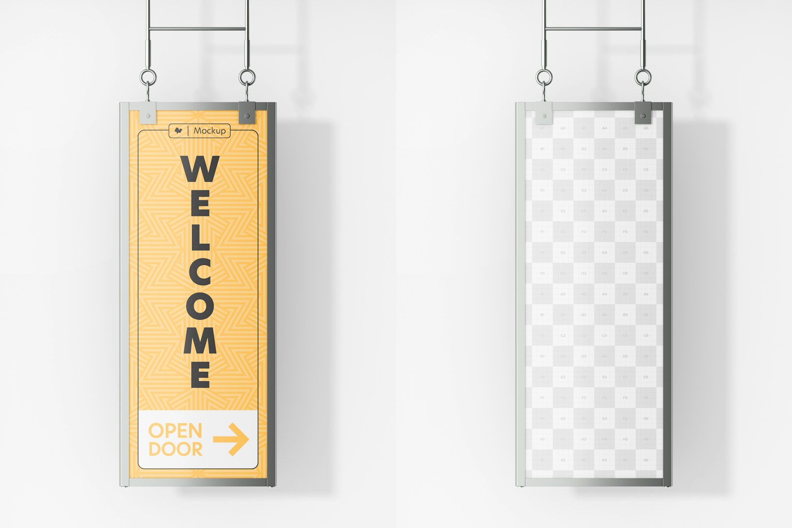 Vertical Hanging Sign Mockup, Front View
