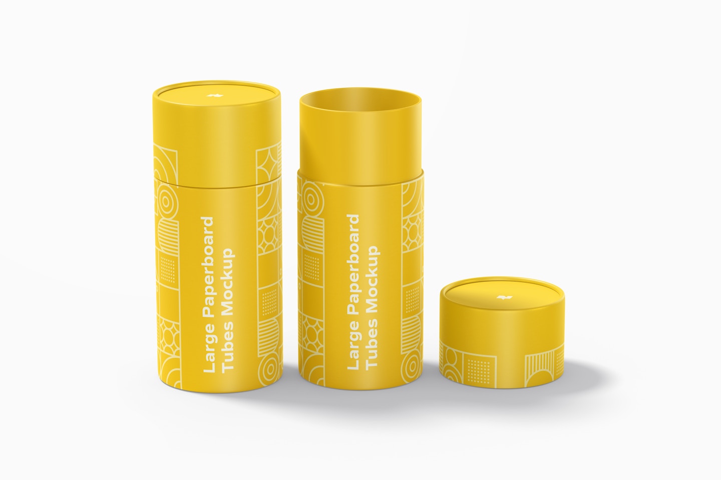 Large Paperboard Tubes Mockup, Opened and Closed
