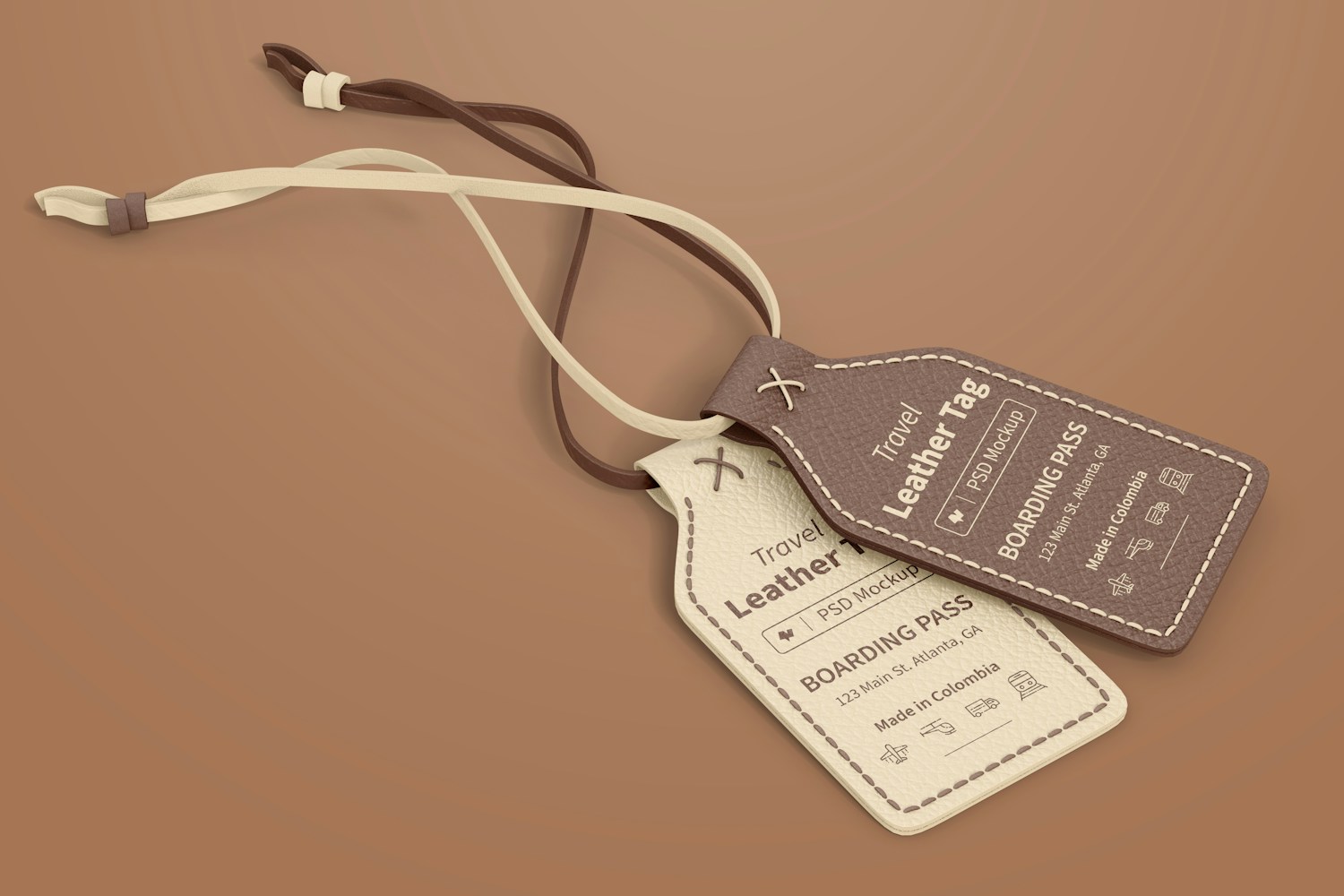 Travel Leather Tags Mockup