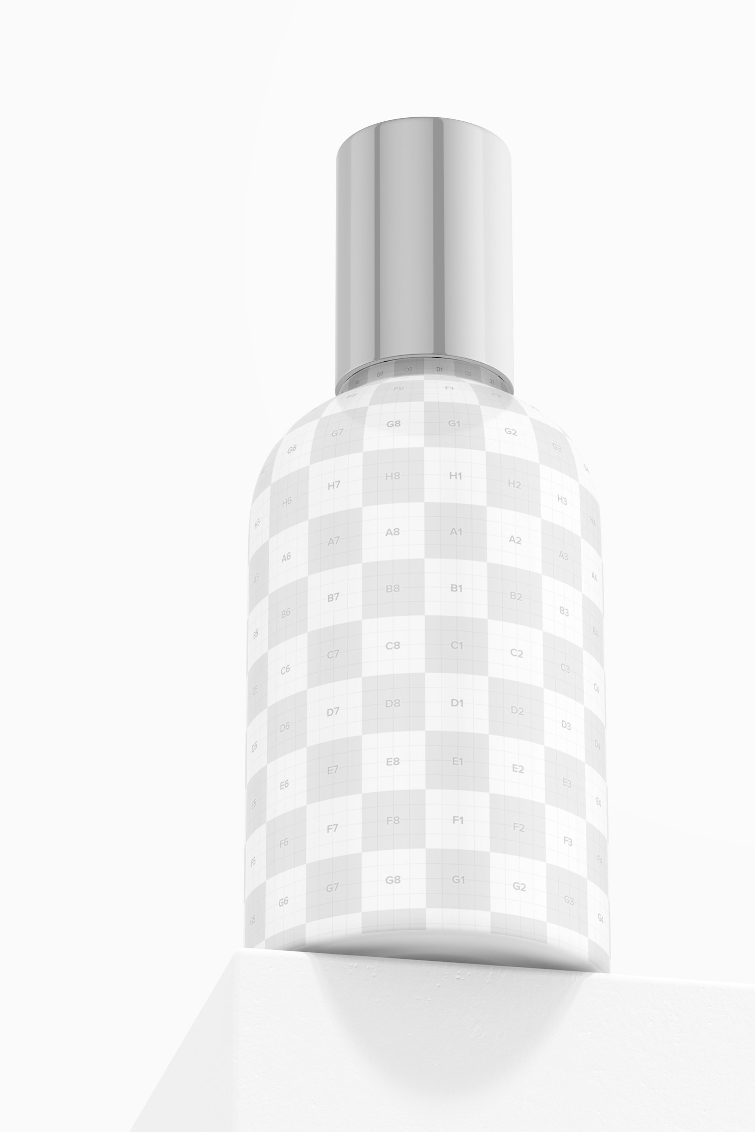 Small Facial Serum Bottle Mockup, Low Angle View