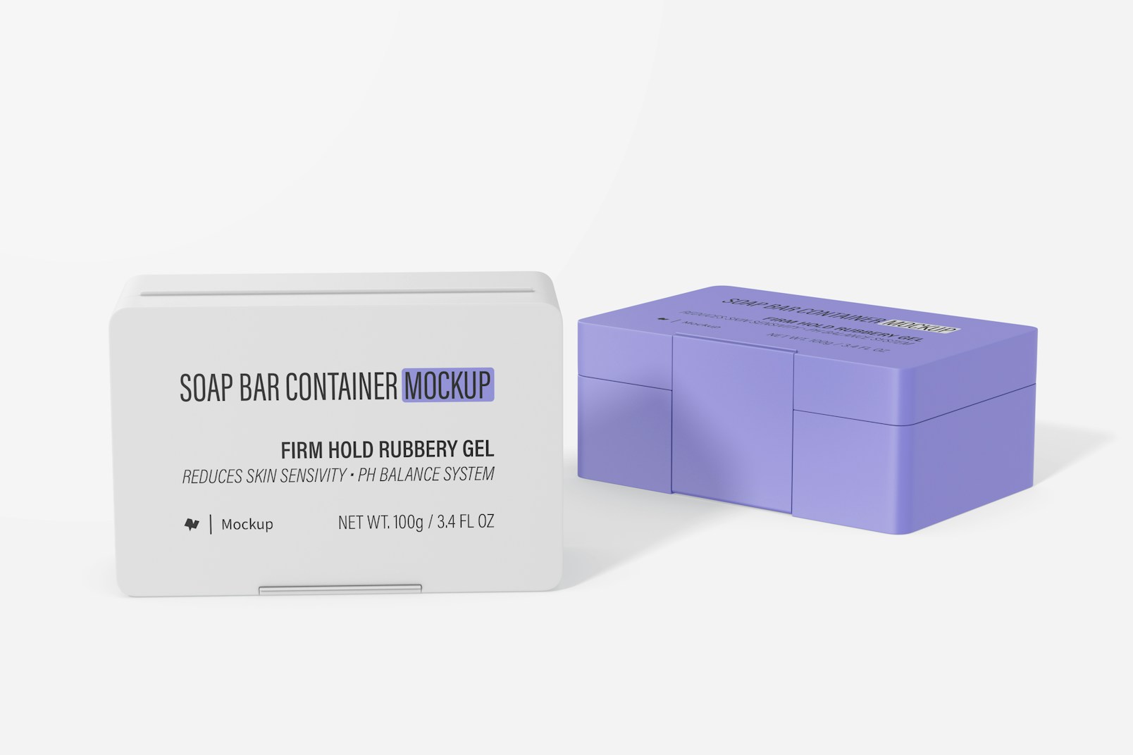Bar Soap Containers Mockup, Standing and Dropped