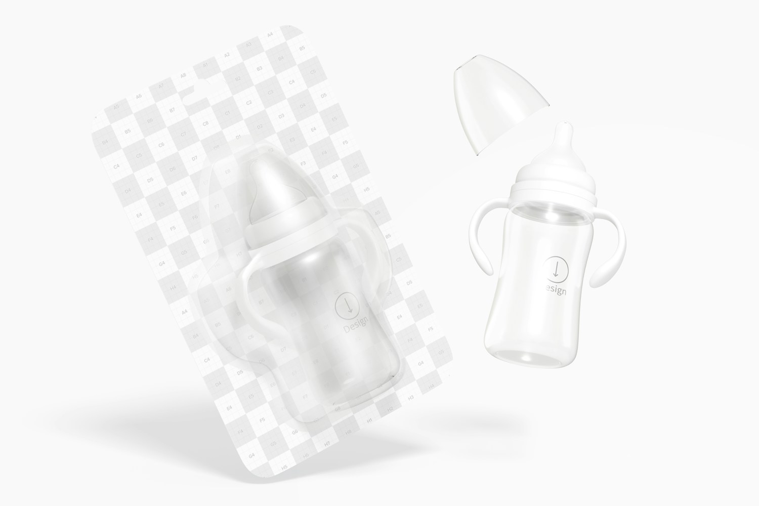 Maqueta de Blíster de Biberones para Bebé de 300ml, Cayendo Maqueta de Blíster de Biberones para Bebé de 300ml, Cayendo