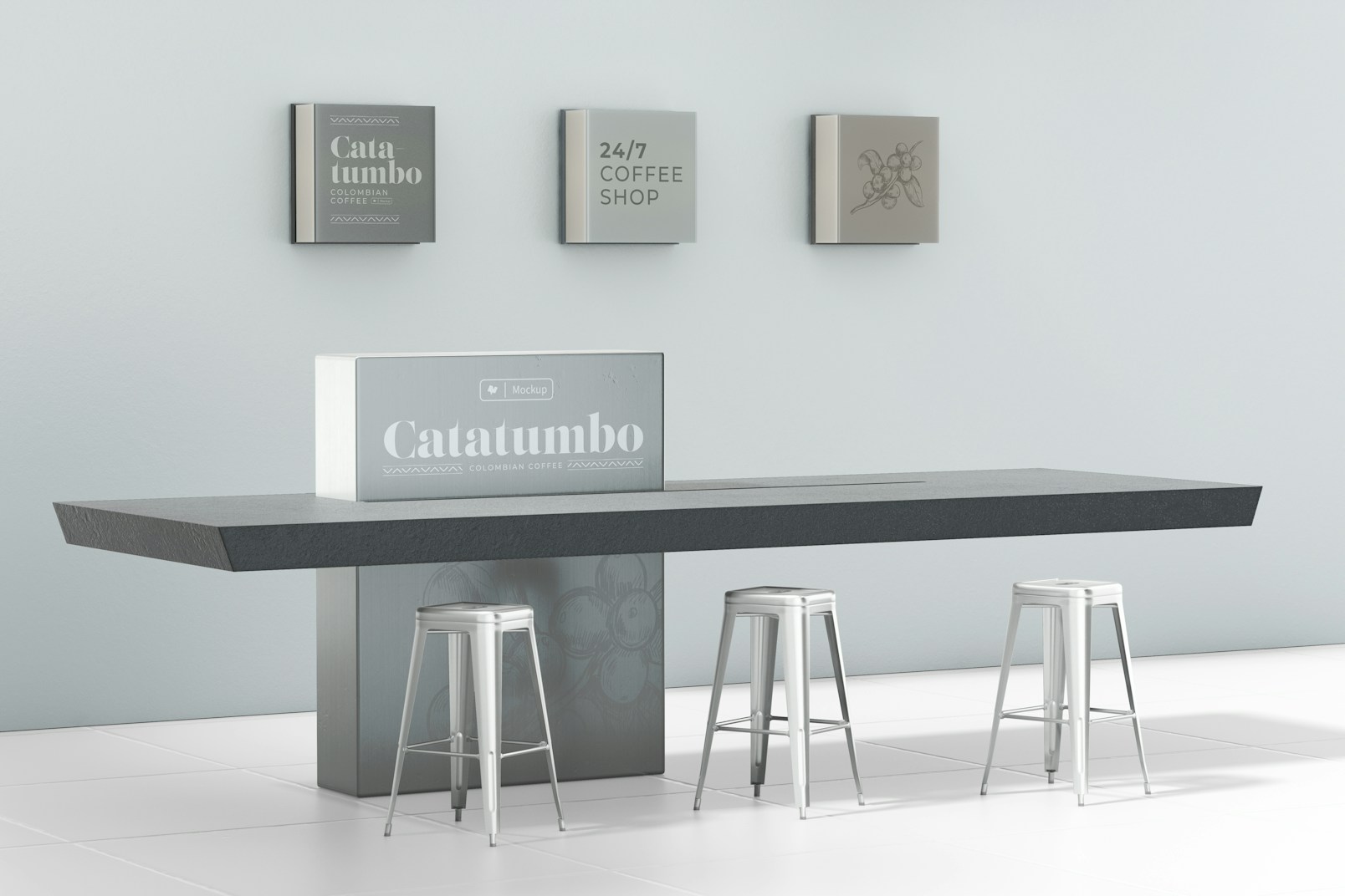 Concrete Table Mockup, with Sign