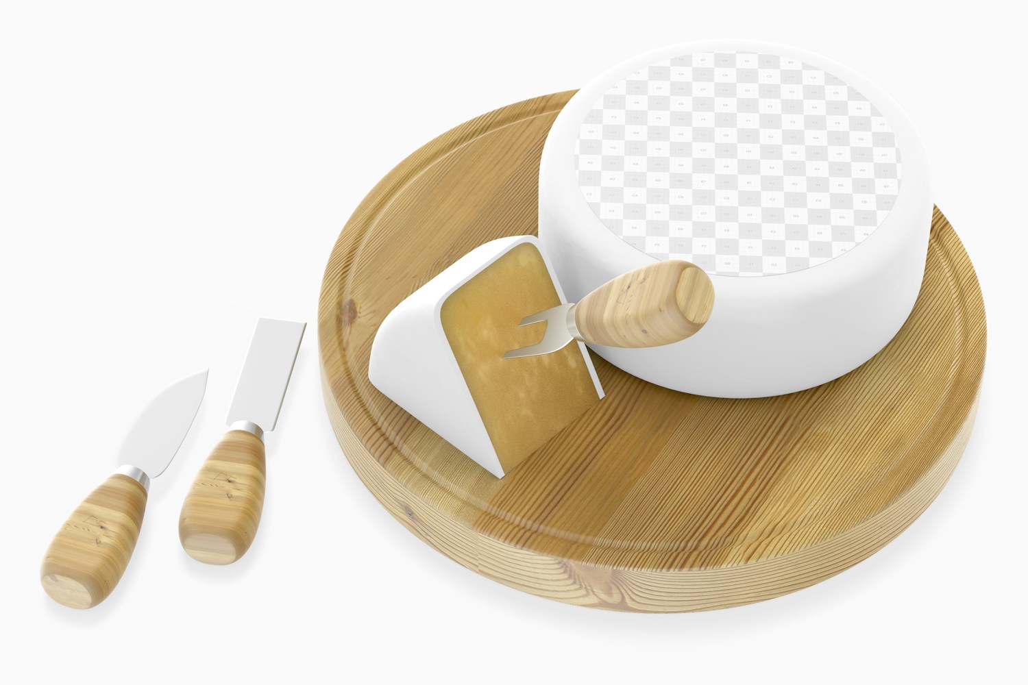 Round Cheese with Cheeseboard Mockup