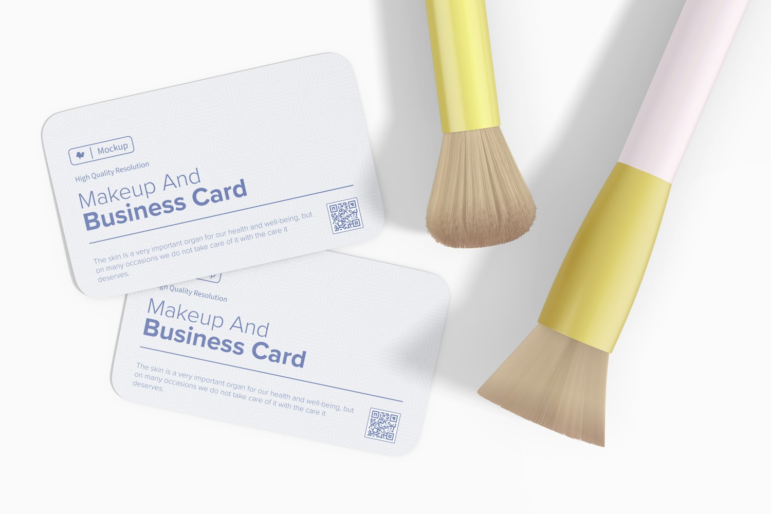 Makeup and Business Card Scene Mockup, Top View