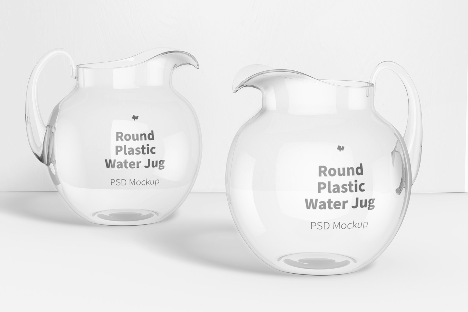 Round Plastic Water Jugs Mockup, Perspective