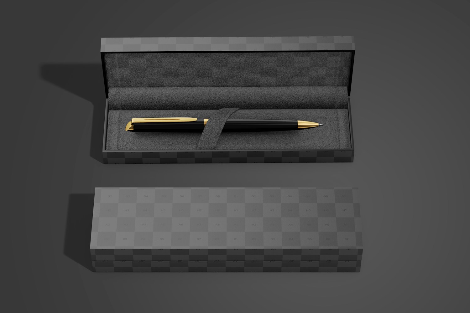 Golden Pen in Boxes Mockup
