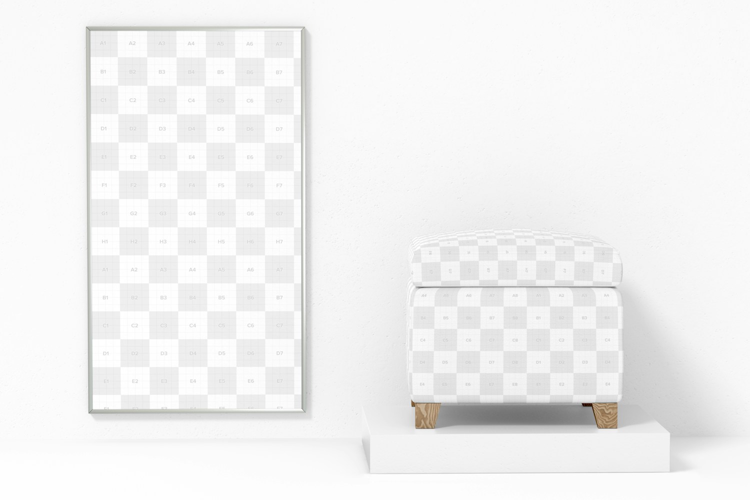 Maqueta de Puff de Cuero con Póster Maqueta de Puff de Cuero con Póster