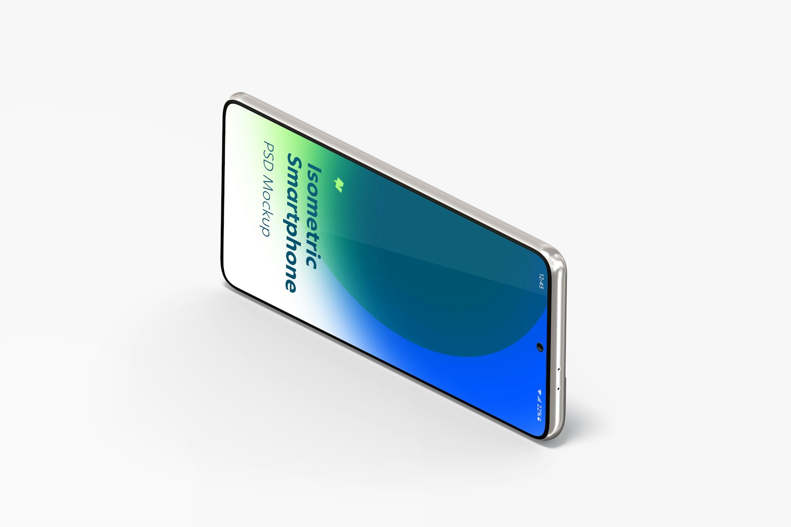 Isometric Samsung S21 Mockup, Landscape Right View