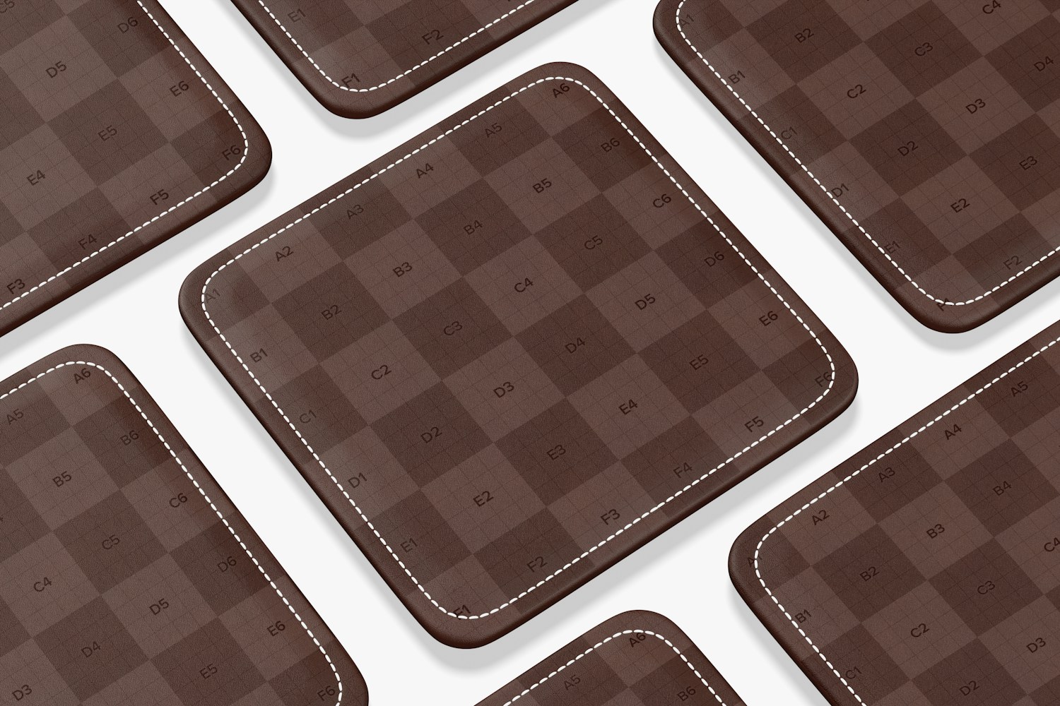 Squared Leather Coasters Set Mockup Squared Leather Coasters Set Mockup