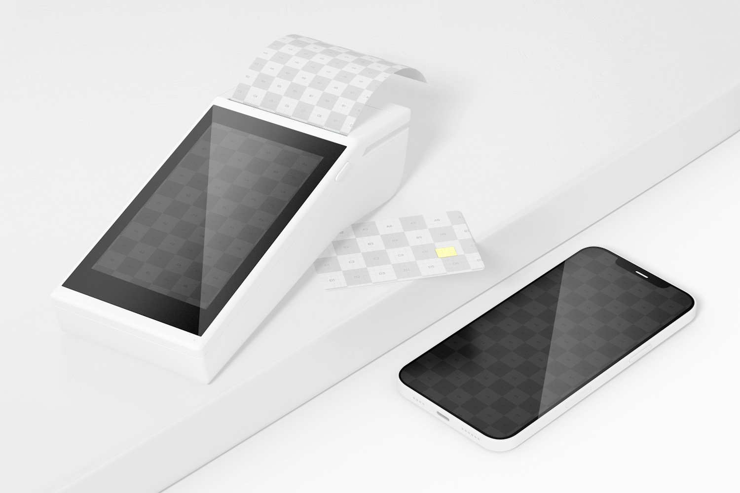 Smart Payment Device with Smartphone  Mockup