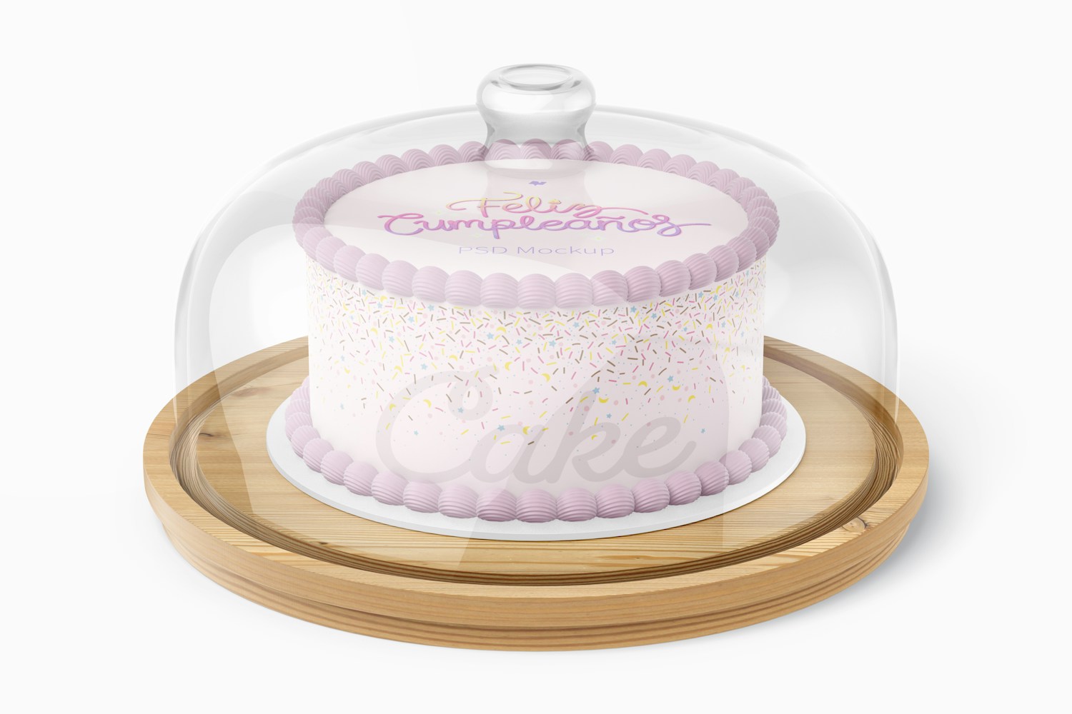 Cake Stand with Dome Lid Mockup, Front View