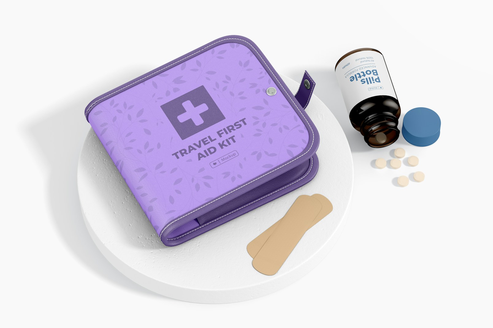 Travel First Aid Kit Mockup, Top View