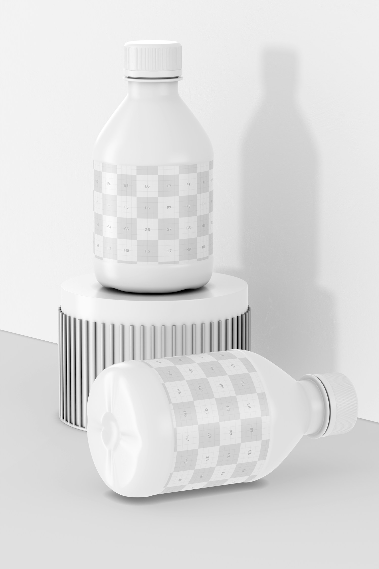Mini Water Bottle Mockup, Standing and Dropped