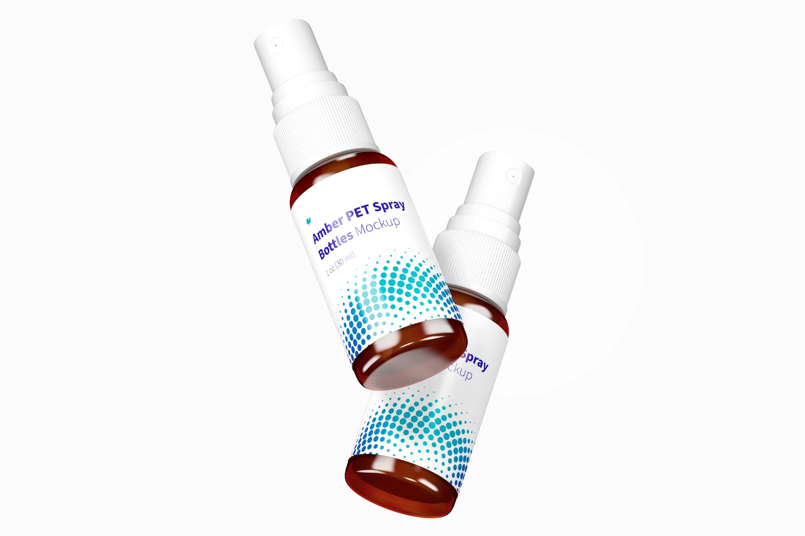 Maqueta de Botella Amber PET con Spray de 1 oz, Cayendo