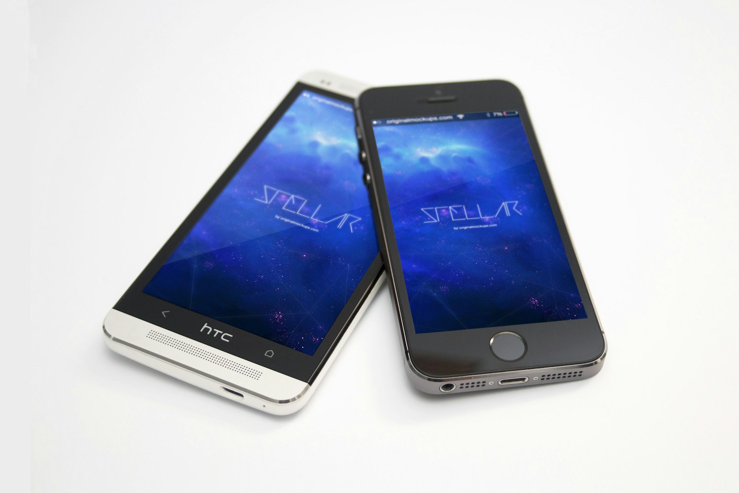 HTC One M7 and iPhone 5s Space Gray Mockup 01