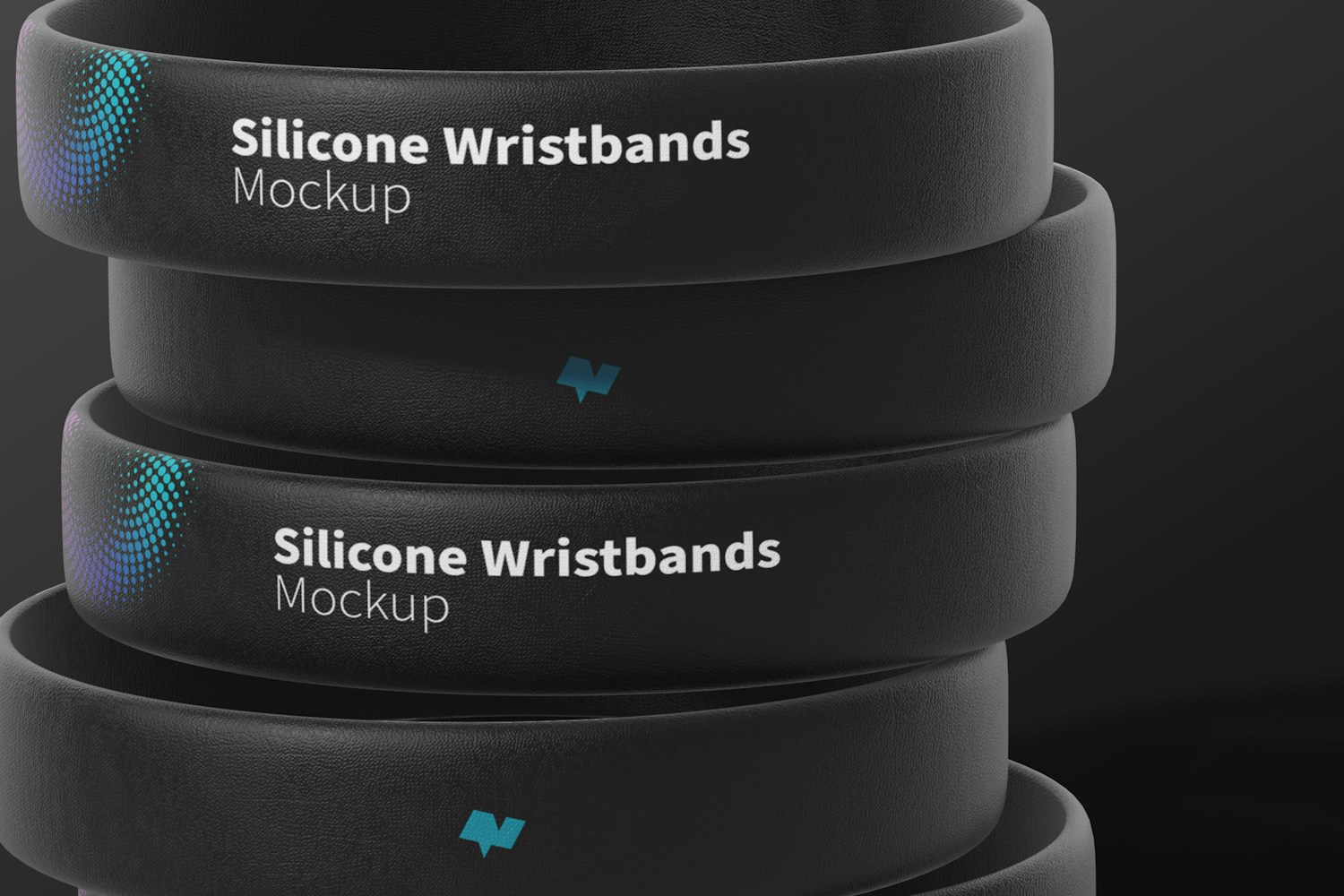 Silicone Wristbands Set Mockup, Front View, Stacked