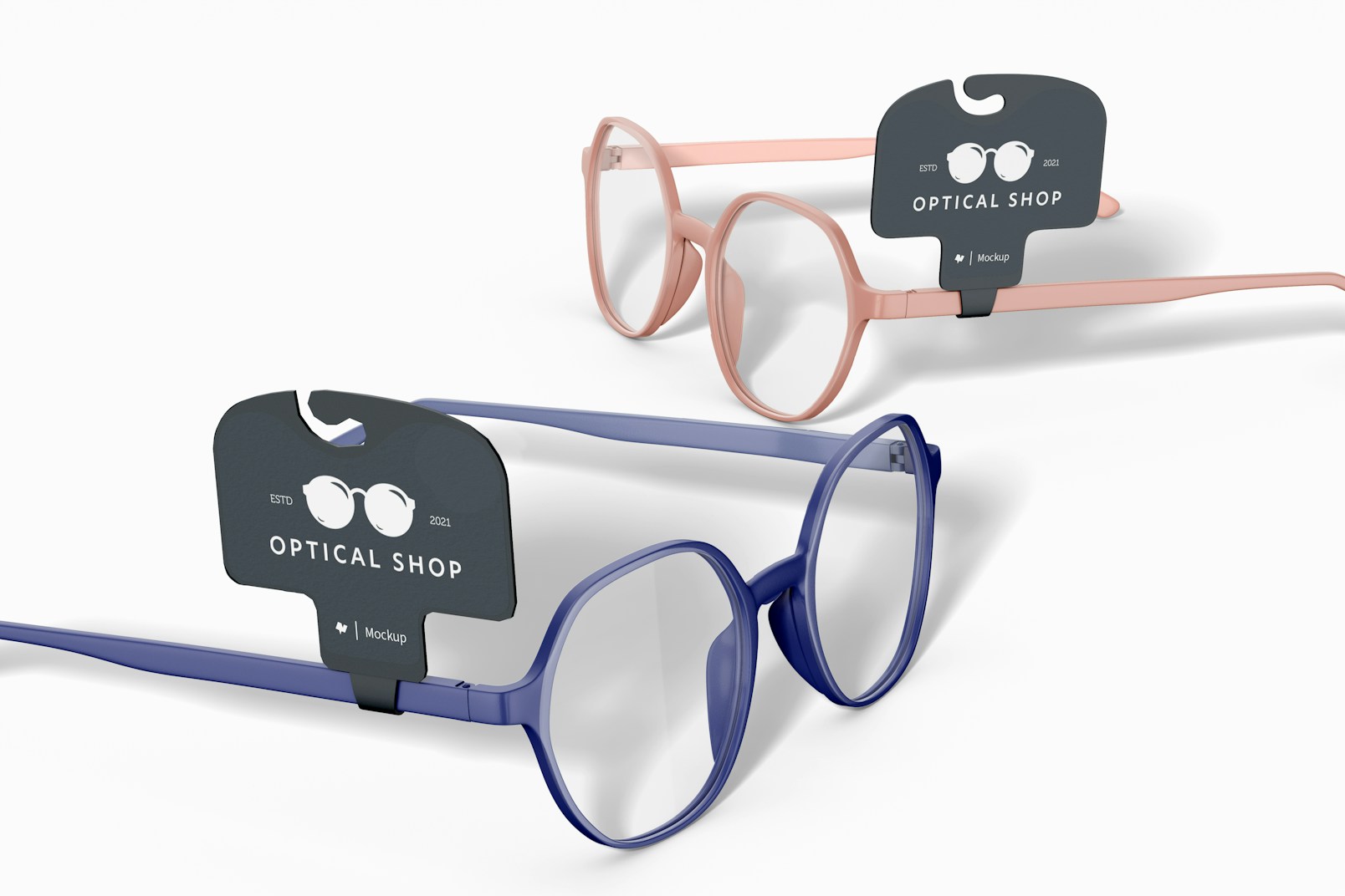 Eyeglasses with Tags Mockup, Side View