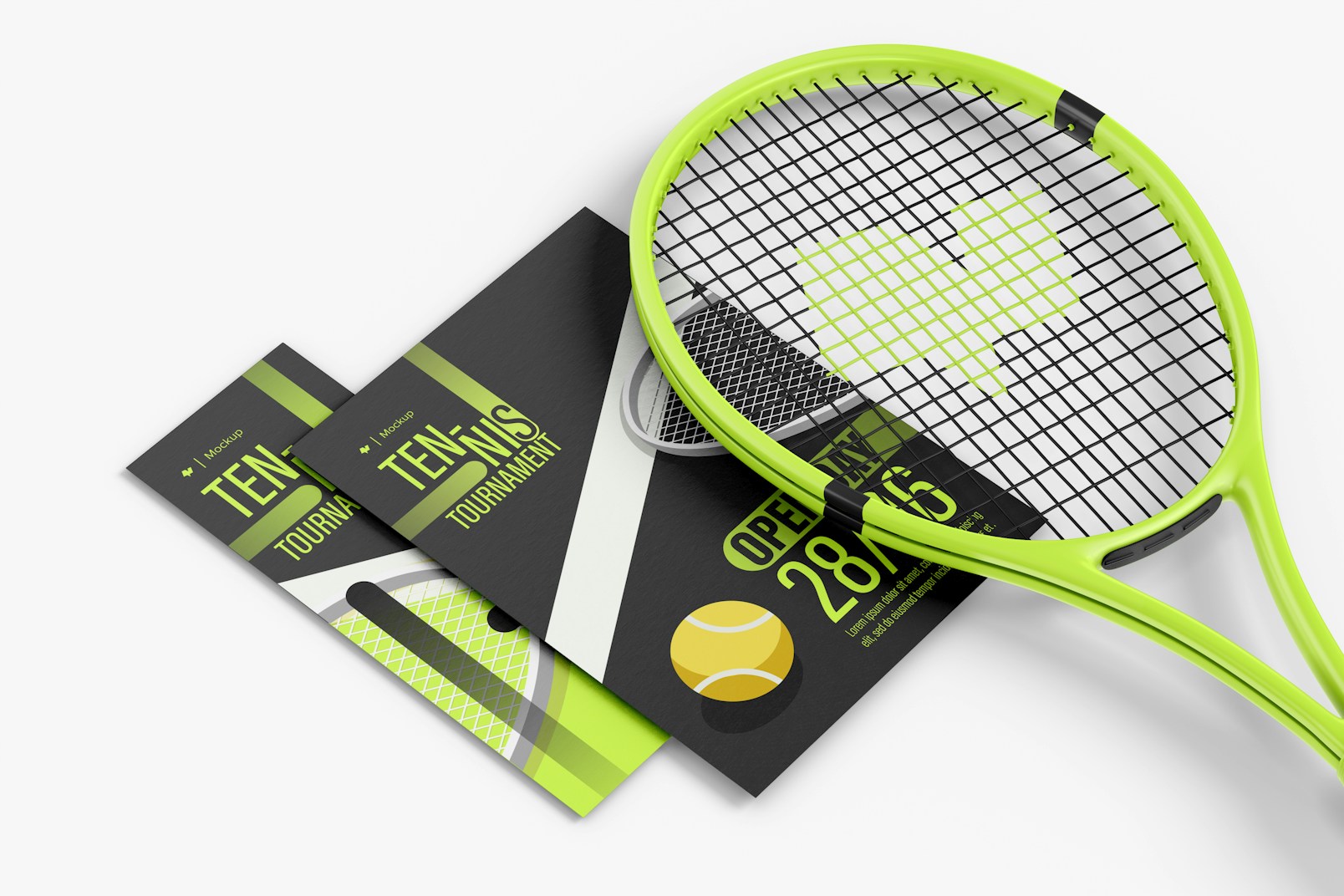Flyer with Tennis Elements Mockup, Right View