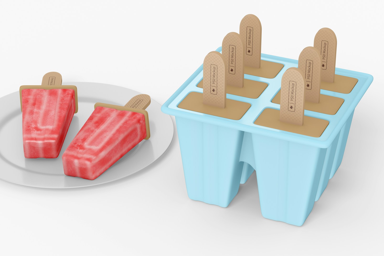 Ice Pop Silicone Mold Mockup, Front View
