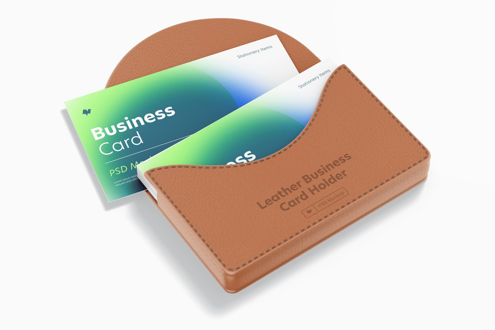 Leather Business Card Holder Mockup, Top View